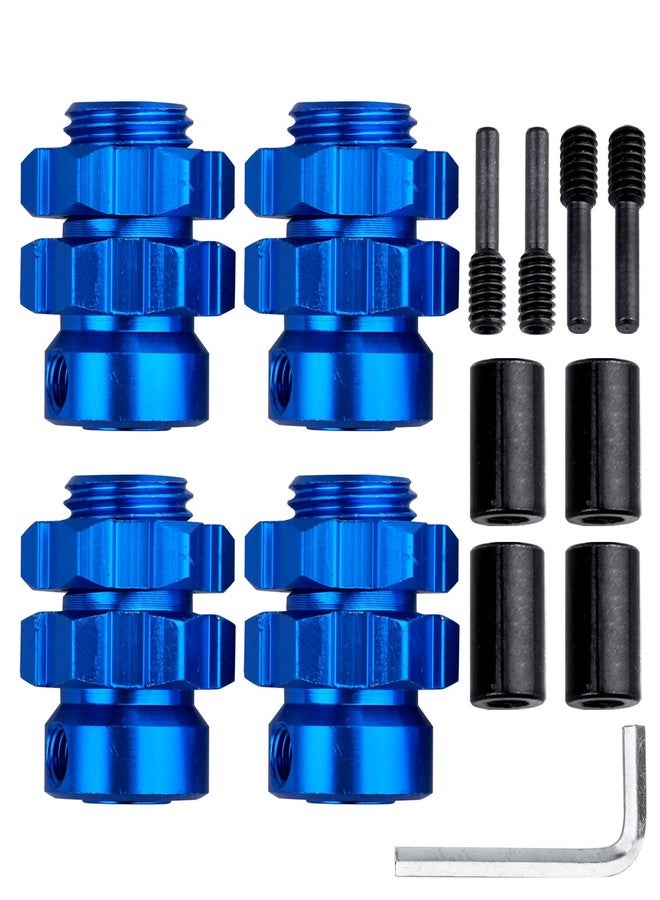 CrazyHobby Aluminum 17mm Wheel Hubs/Nuts Splined for 1/10 Traxxas E-Revo Summit T-Maxx, Set of 4 (Navy Blue) - Image 1